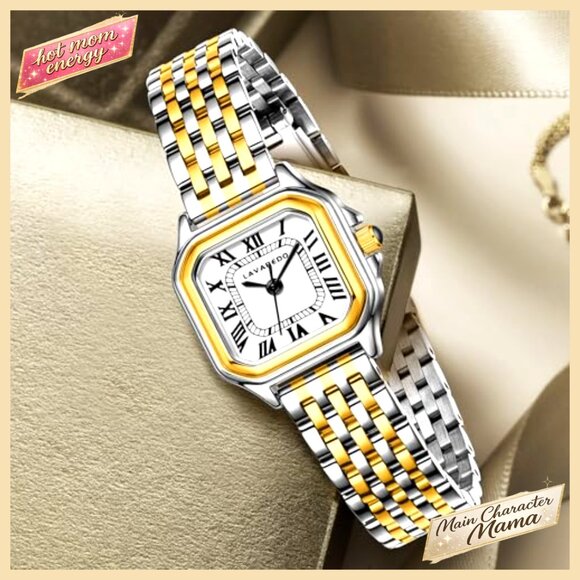 Vintage Roman Numeral Dial Rectangular Case Small Ladies Quartz Watch main image 6